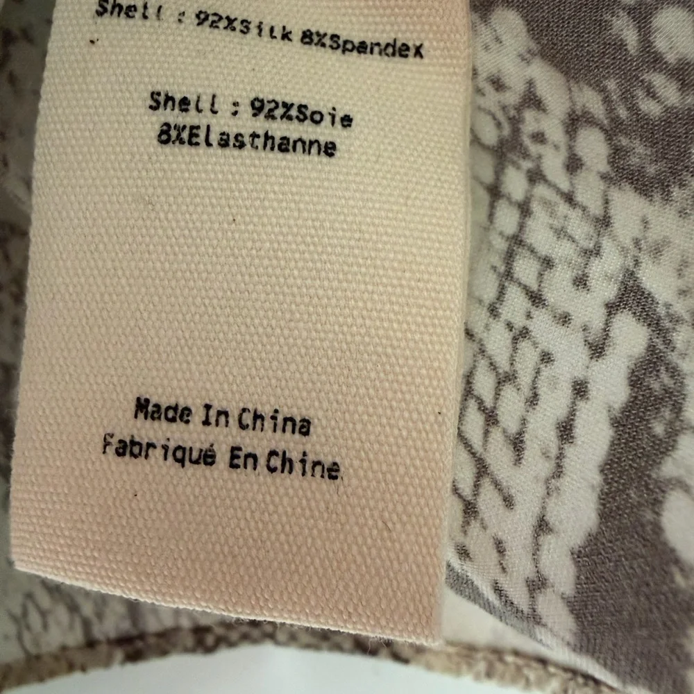 L'AGENCE Neutral Snakeskin Silk Blouse - Picture 3 of 5